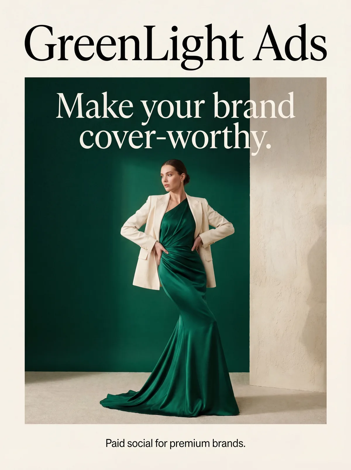 GreenLightAds brand ad reading Make your brand cover-worthy