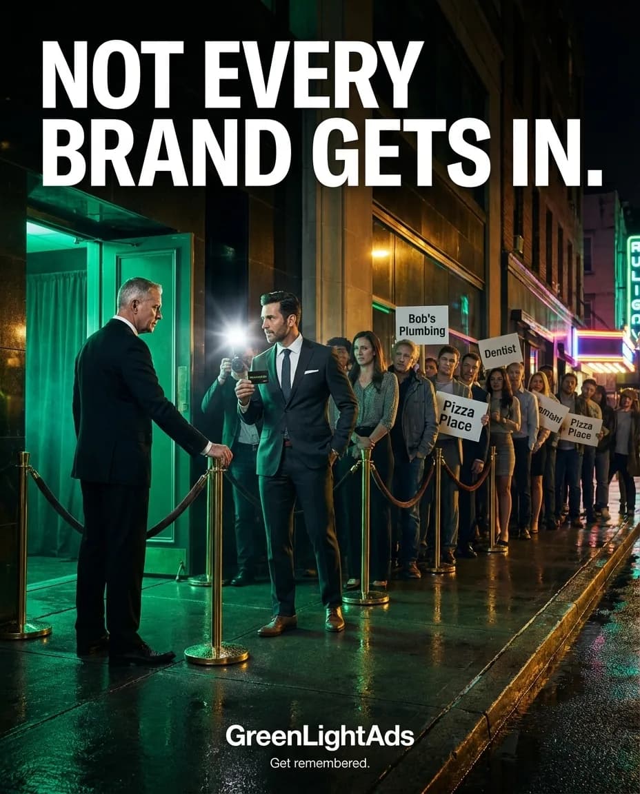 GreenLightAds velvet rope scene reading Not every brand gets in